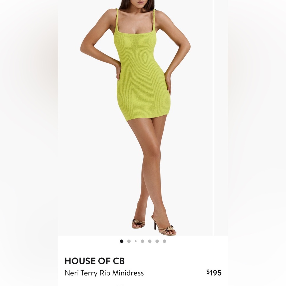 House of CB Lime Ribbed Mini Dress